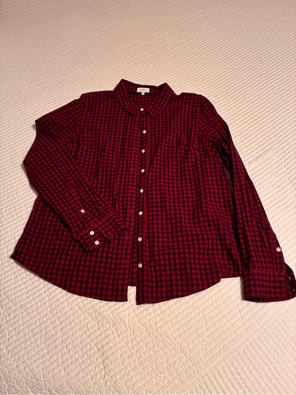 crown & ivy Red and Black Plaid Button-Front Shirt